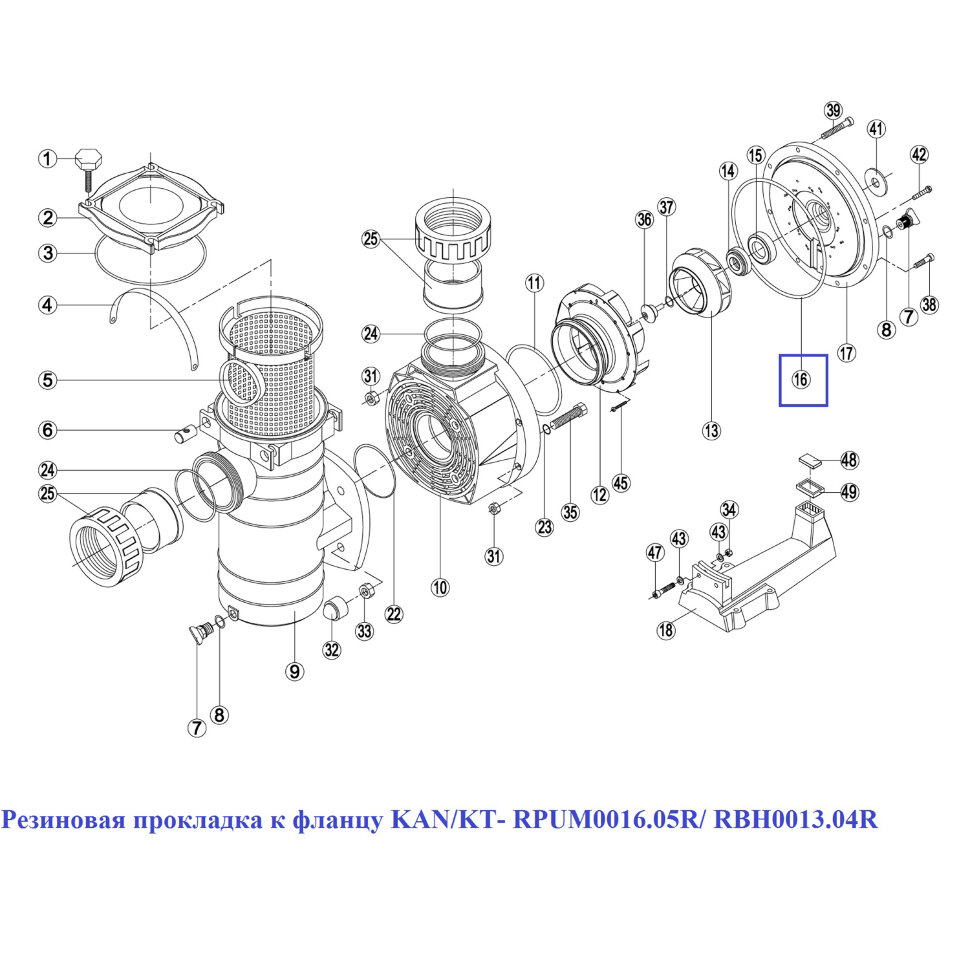 Резиновая прокладка к фланцу Kripsol KAN/KT (RPUM0016.05R/RBH0013.04R)